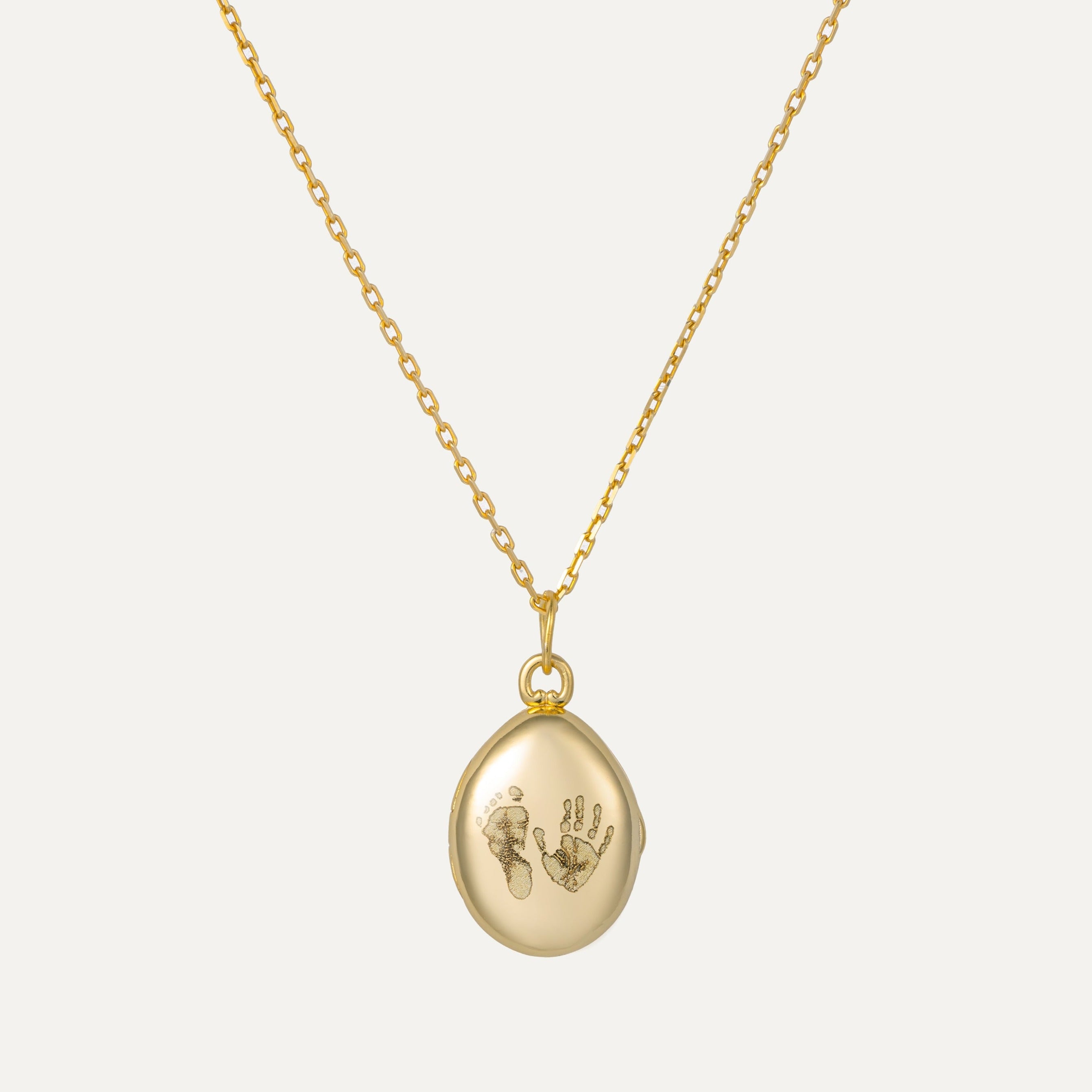 Footprint Oval Photo Locket Necklace - Main Image
