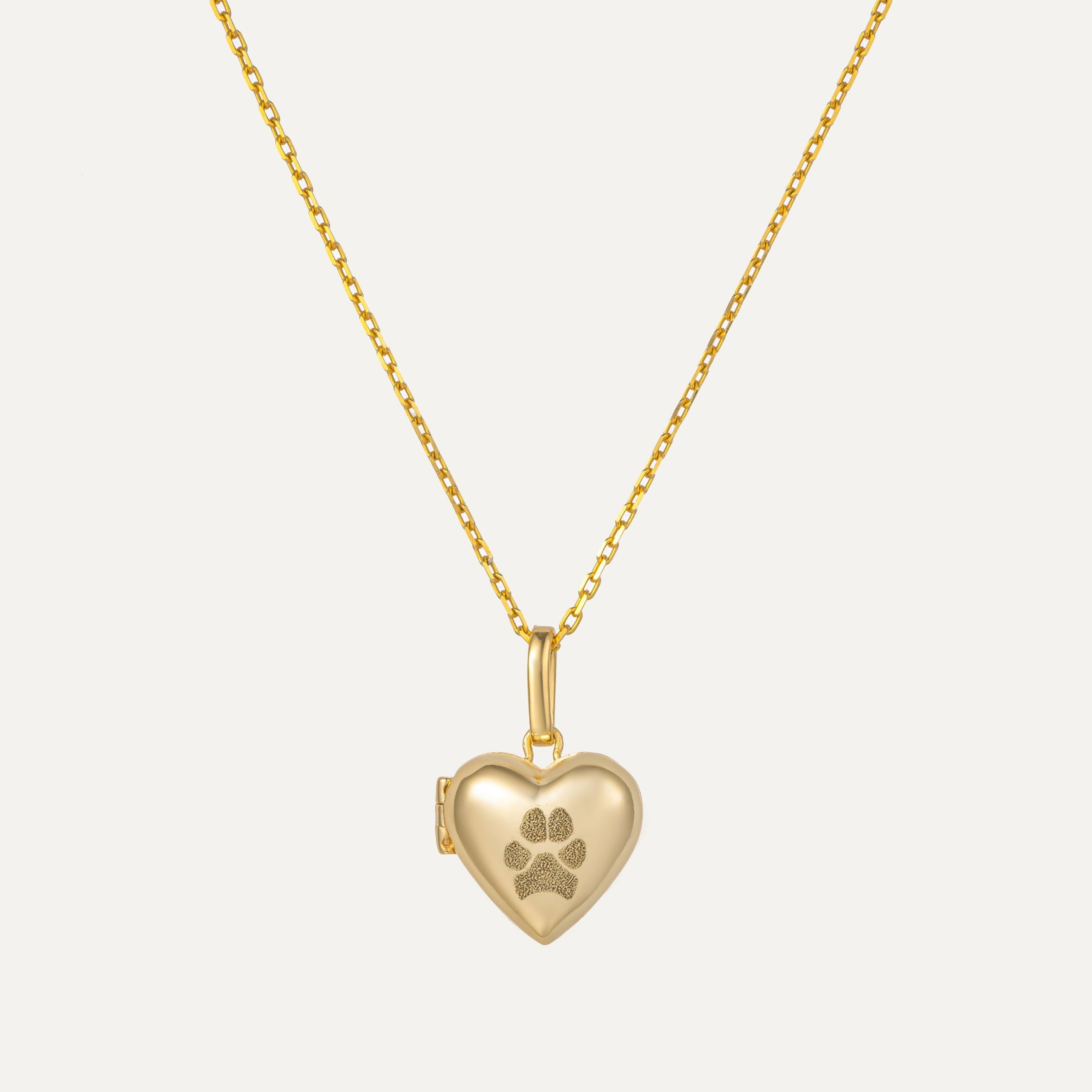 Personalized Heart Pet Paw Locket Necklace - Main Image