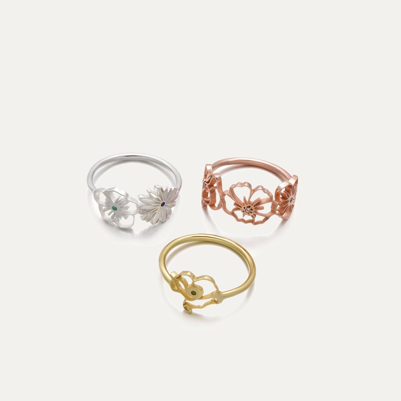 Birth Flower Combined Ring featured in How to Keep Your Birth Flower Jewelry Looking Timeless and Beautiful