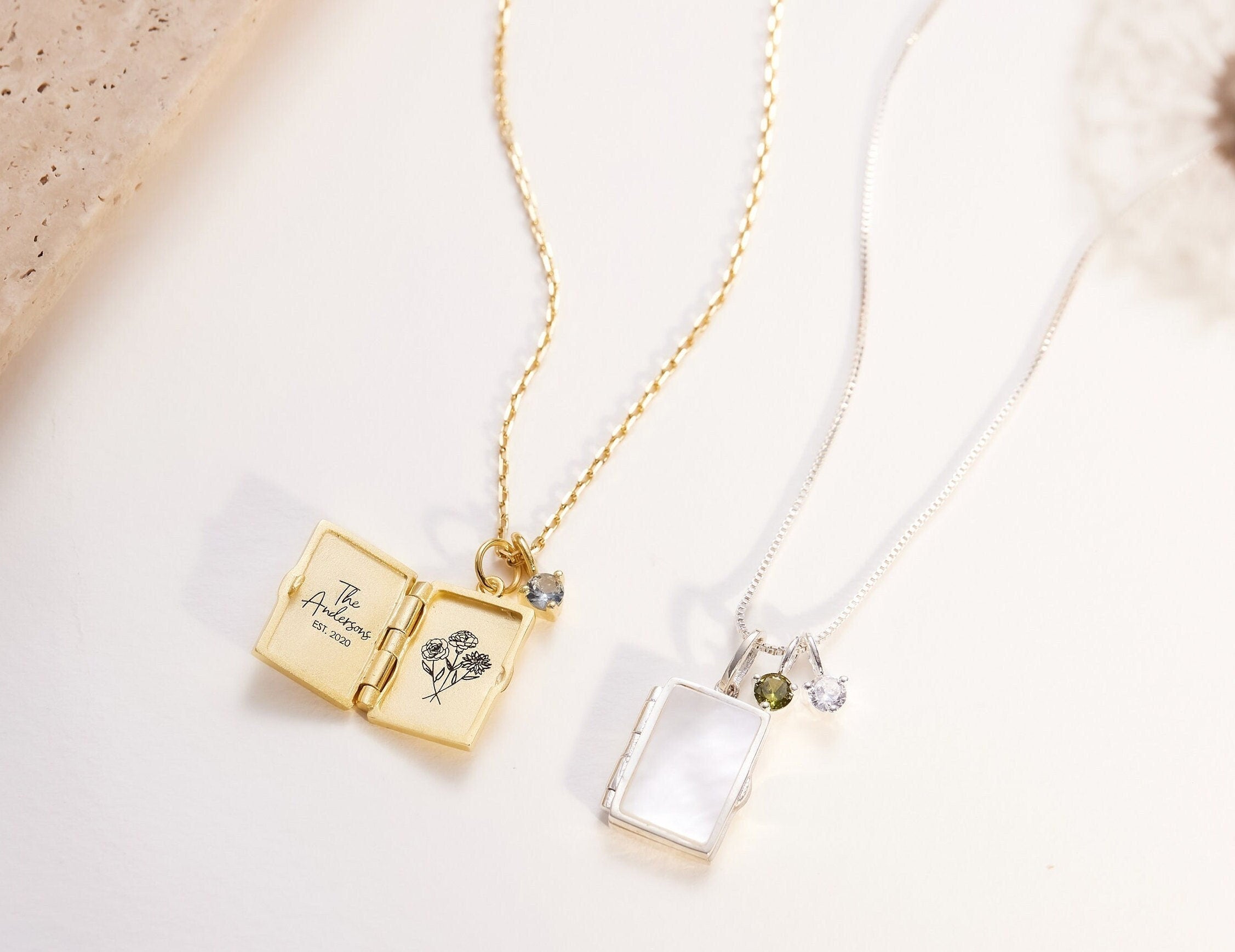 Birth Flower Mother of Pearl Locket Necklace featured in The Global Significance of Birth Flowers in Cultural Celebrations