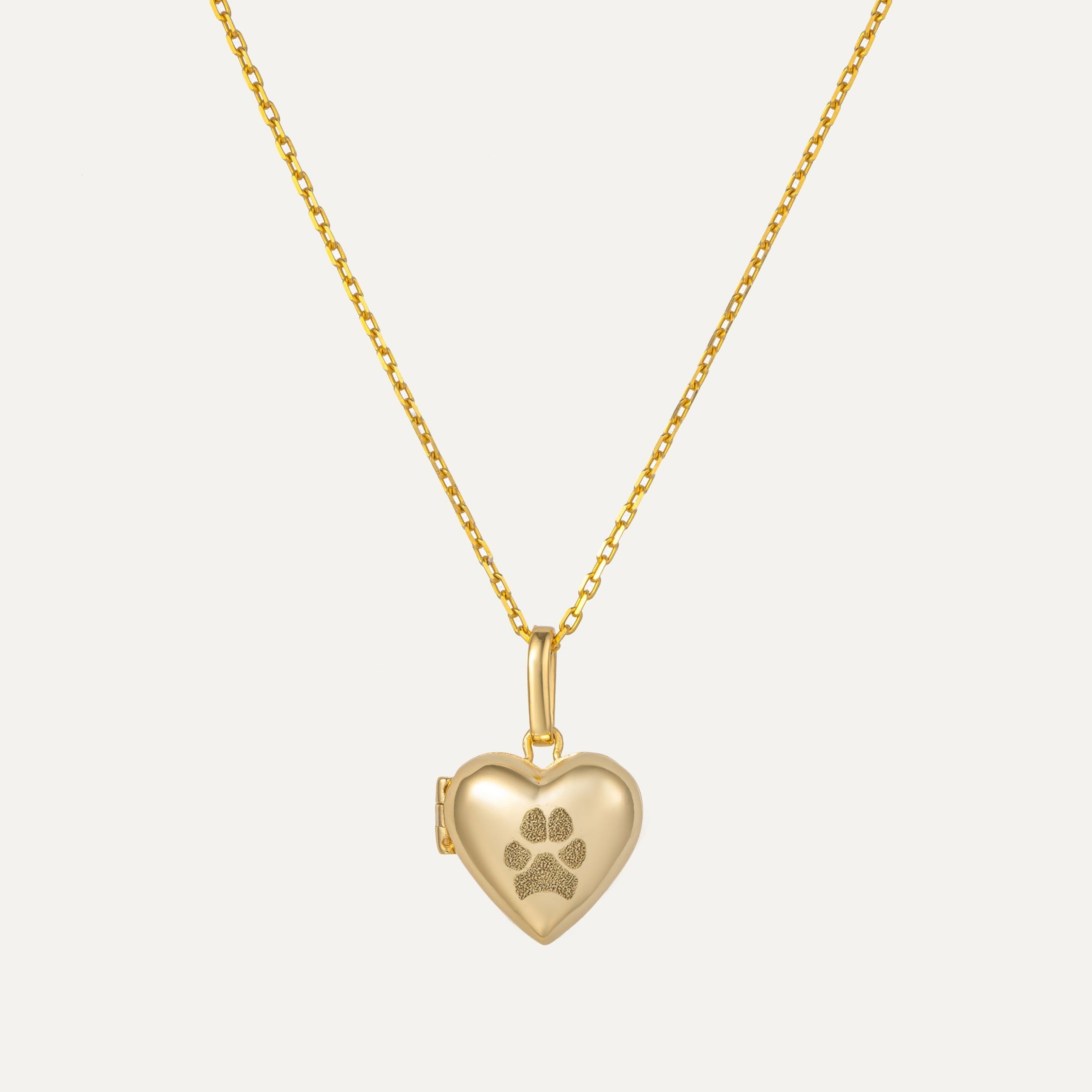 Personalized Heart Pet Paw Locket Necklace featured in Pet Lover's Bling: Wear Your Furry Friend Close to Your Heart