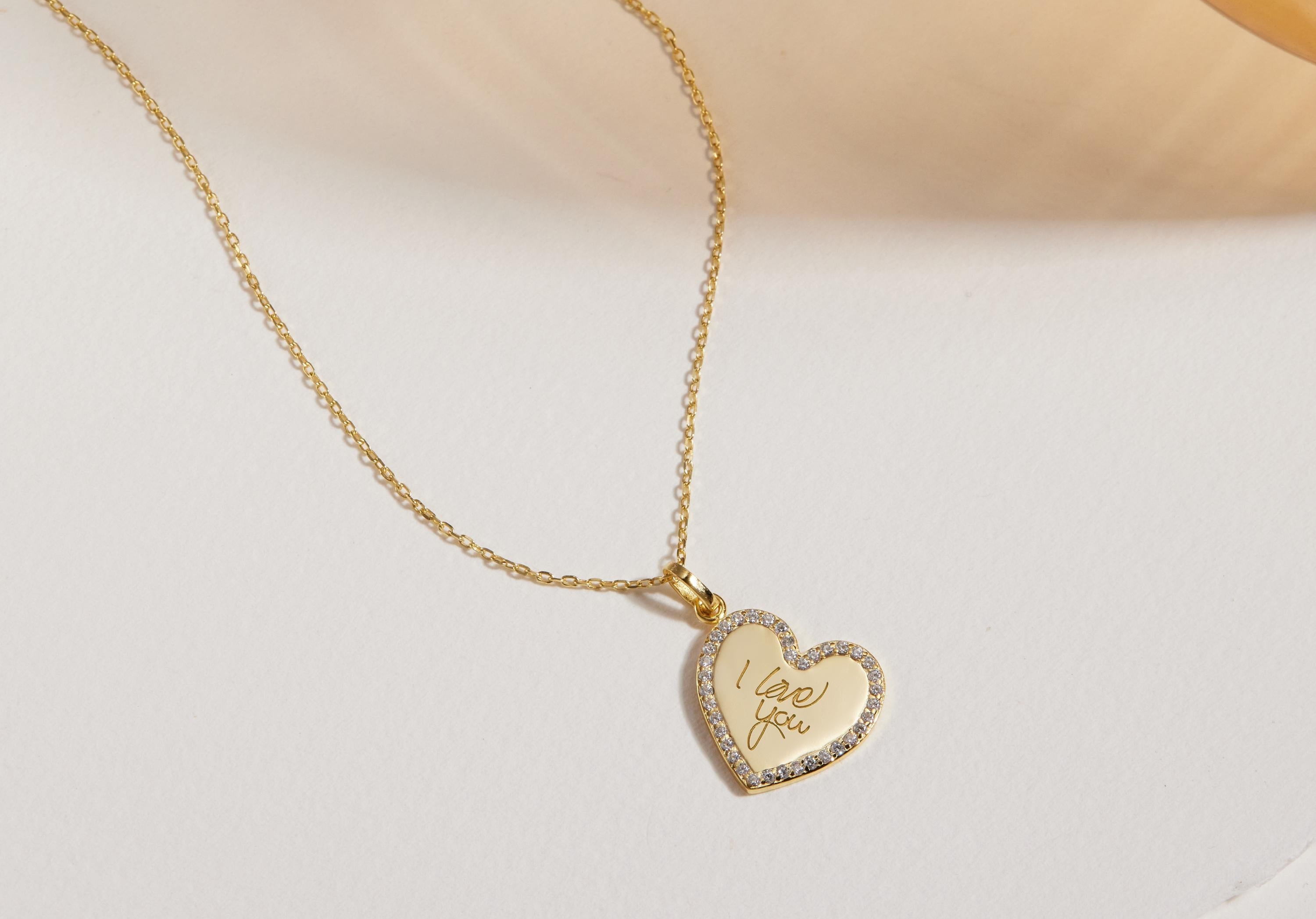 Custom Handwriting Heart Necklace featured in Custom Handwriting Necklace: Note to Keepsake