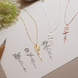 Birth Flower Name Necklace