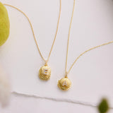 Round Pavé Initial Locket - Personalized Photo Necklace