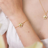 Pavé Flower Smile Photo Locket  Bracelet