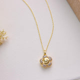 Pavé  Flower Smile Photo Locket Necklace