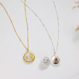 Northern Start and Moon Locket – Engraved Photo Locket
