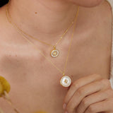 Mother Of Pearl Locket - Northern Star Engraved Photo Locket Necklace