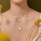 Mother Of Pearl Locket - Northern Star Engraved Photo Locket Necklace