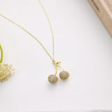 Pavé Cherry Necklace - Dainty Diamond Pendant