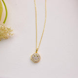 Smile Locket Necklace  - Round Diamond Smiley Face Charm