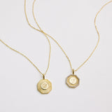 Hexagon Initial Necklace - Pavé Diamond Pendant