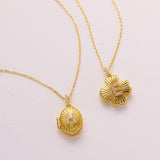 Lucky Clover Diamond Initial Locket Necklace