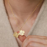 Lucky Clover Diamond Initial Locket Necklace