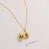 Oval Pavé Diamond Initial Locket – Personalized Photo Necklace