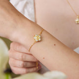 Pavé Flower Smile Photo Locket  Bracelet