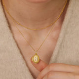 Oval Pavé Diamond Initial Locket – Personalized Photo Necklace