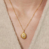 Oval Pavé Diamond Initial Locket – Personalized Photo Necklace