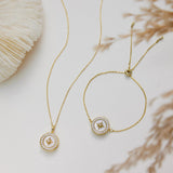 Mother Of Pearl Locket - Northern Star Engraved Photo Locket Necklace