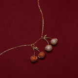Pavé Cherry Necklace - Dainty Diamond Pendant