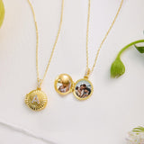 Round Pavé Initial Locket - Personalized Photo Necklace