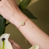 Pavé Flower Smile Photo Locket  Bracelet