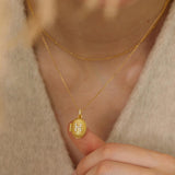 Oval Pavé Diamond Initial Locket – Personalized Photo Necklace