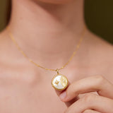 Northern Start and Moon Locket – Engraved Photo Locket