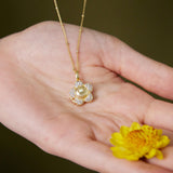Pavé  Flower Smile Photo Locket Necklace