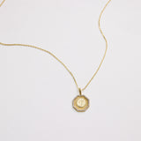 Hexagon Initial Necklace - Pavé Diamond Pendant