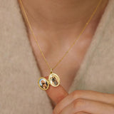 Oval Pavé Diamond Initial Locket – Personalized Photo Necklace