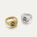 Actual Pet Paw Print Signet Ring