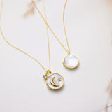 Moon Star Mother of Pearl Locket