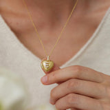 Pavé Sunburst Heart Locket Necklace – Personalized Photo Keepsake