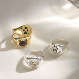 Actual Pet Paw Print Signet Ring-Jewelry > Rings > Statement Rings-EcoPhilia