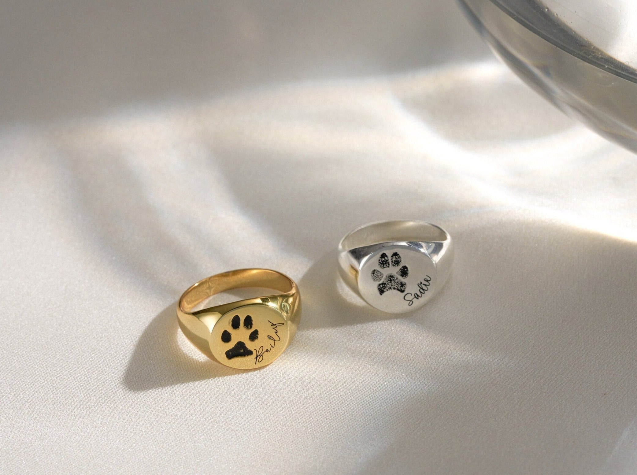 Actual Pet Paw Print Signet Ring-Jewelry > Rings > Statement Rings-EcoPhilia