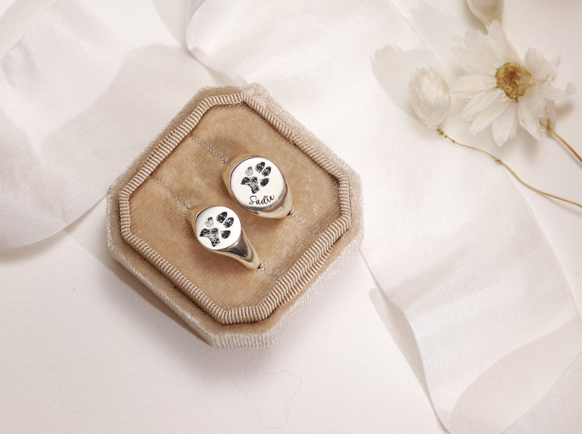 Actual Pet Paw Print Signet Ring-Jewelry > Rings > Statement Rings-EcoPhilia