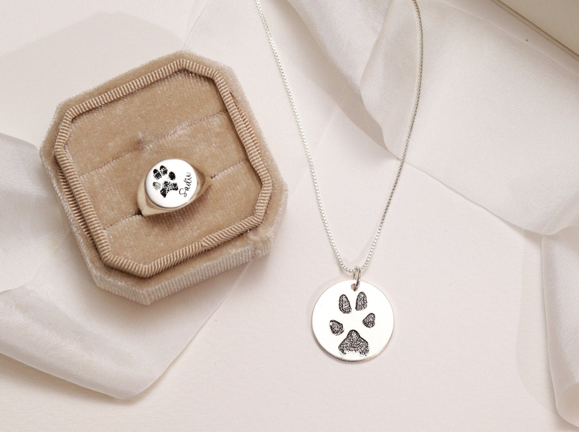 Actual Pet Paw Print Signet Ring-Jewelry > Rings > Statement Rings-EcoPhilia