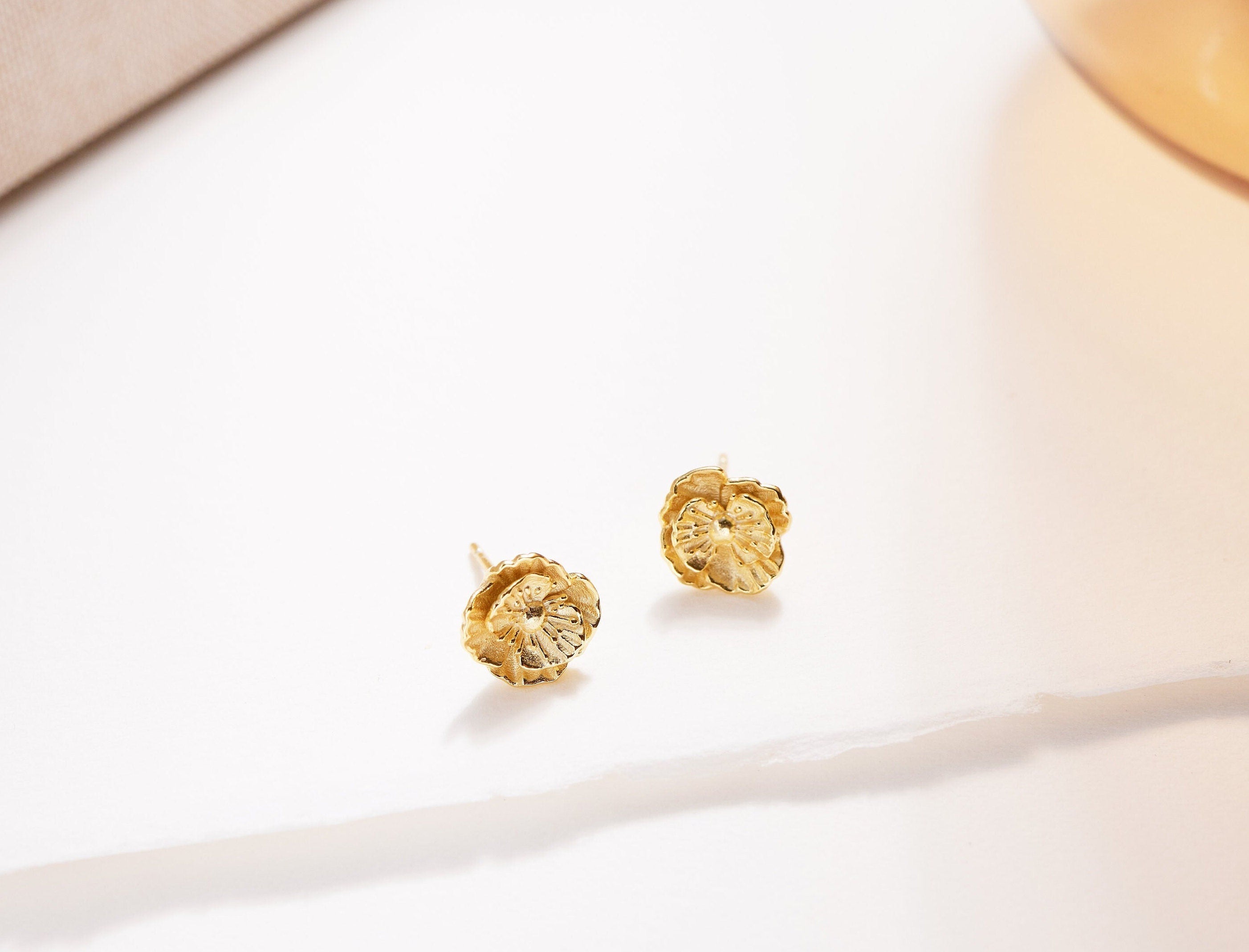 August Poppy Birth Flower Earring-poppy earrings gold-EcoPhilia