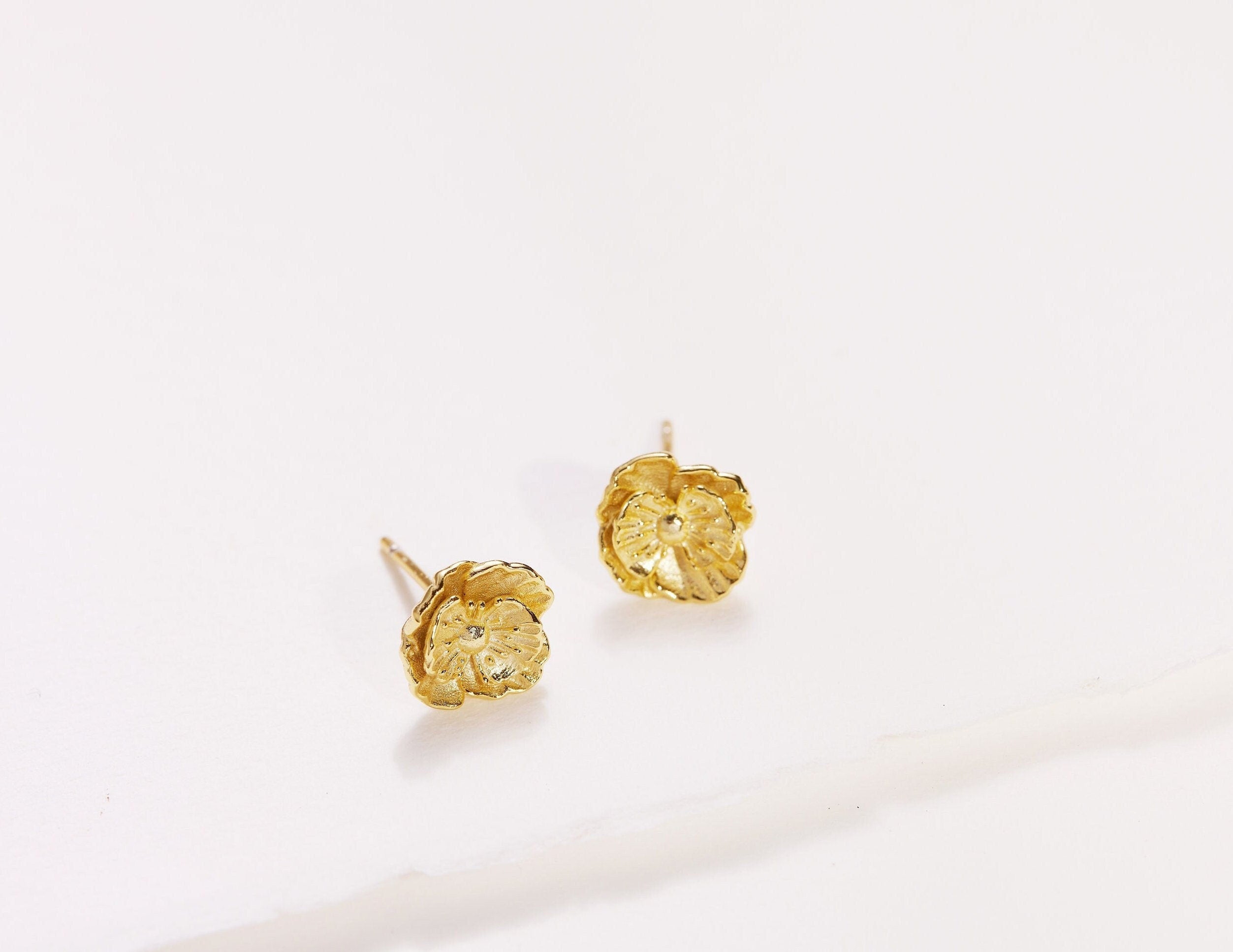 August Poppy Birth Flower Earring-poppy earrings gold-EcoPhilia