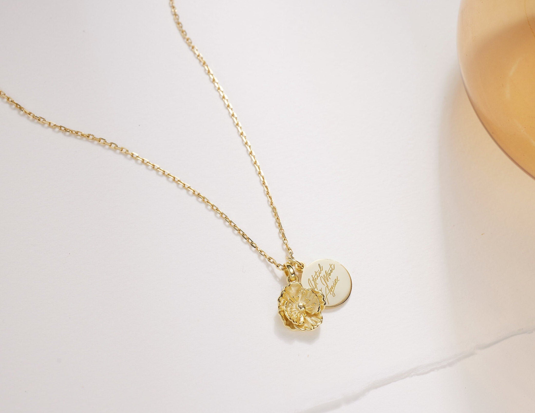 August Poppy Birth Flower Necklace-August Poppy Birth Flower Necklace-EcoPhilia