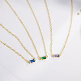 Baguette Birthstone Emerald Necklace-Birthstone Necklace-EcoPhilia