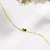 Baguette Birthstone Emerald Necklace-Birthstone Necklace-EcoPhilia