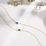 Baguette Birthstone Emerald Necklace-Birthstone Necklace-EcoPhilia