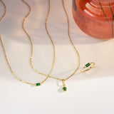 Baguette Birthstone Emerald Necklace-Birthstone Necklace-EcoPhilia