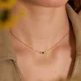 Baguette Birthstone Emerald Necklace-Birthstone Necklace-EcoPhilia