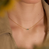 Baguette Birthstone Emerald Necklace-Birthstone Necklace-EcoPhilia