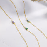 Baguette Birthstone Emerald Necklace-Birthstone Necklace-EcoPhilia