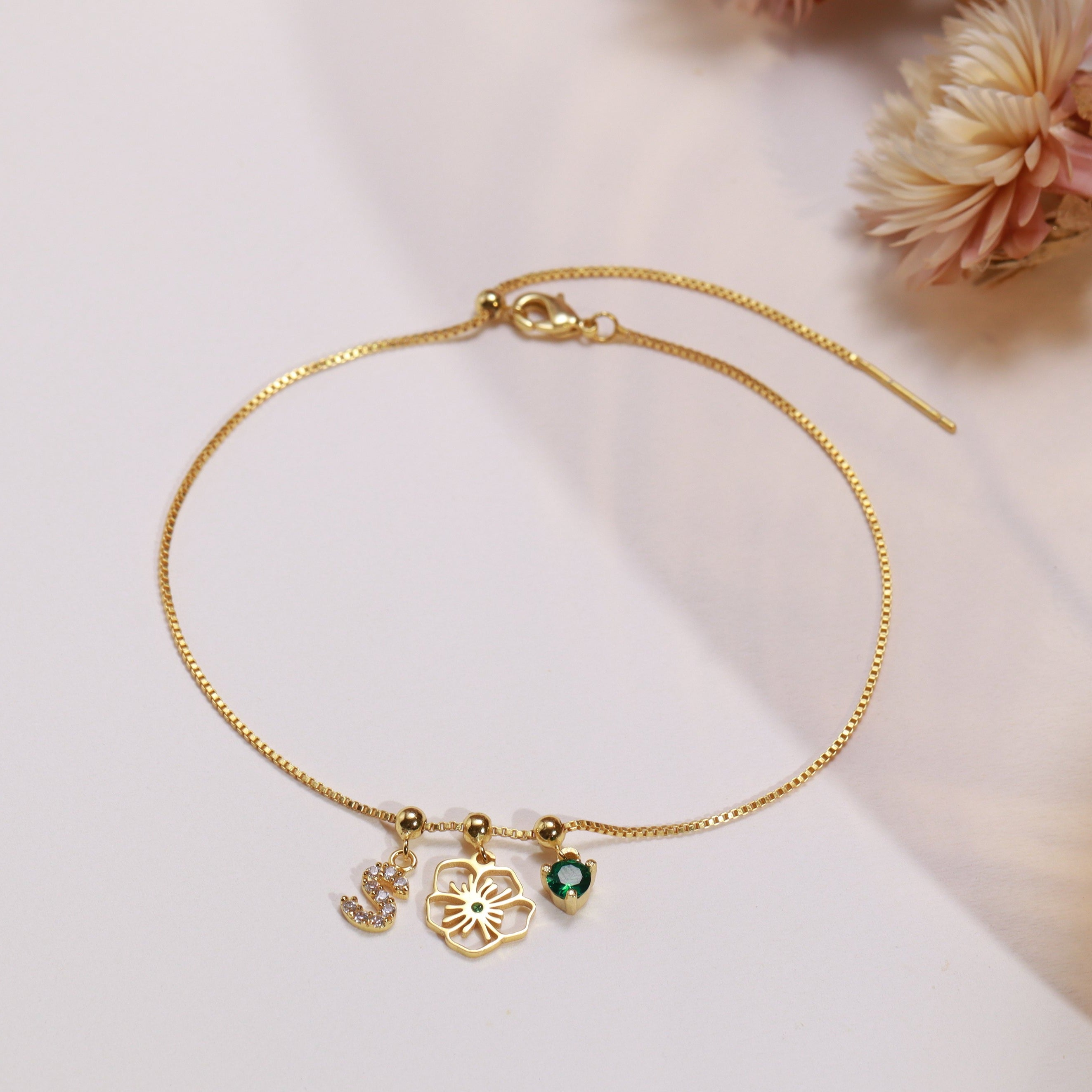 Birth Flower Bracelet-Jewelry > Bracelets > Charm Bracelets-EcoPhilia