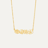 Birth Flower Combination Bar Necklace-Jewelry > Necklaces > Monogram & Name Necklaces-EcoPhilia